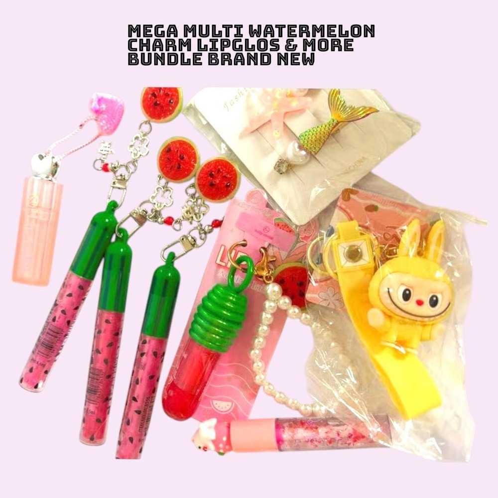 MEGA MULTI WATERMELON CHARM LIPGLOSS KEY CHAIN BUNDLE NEW